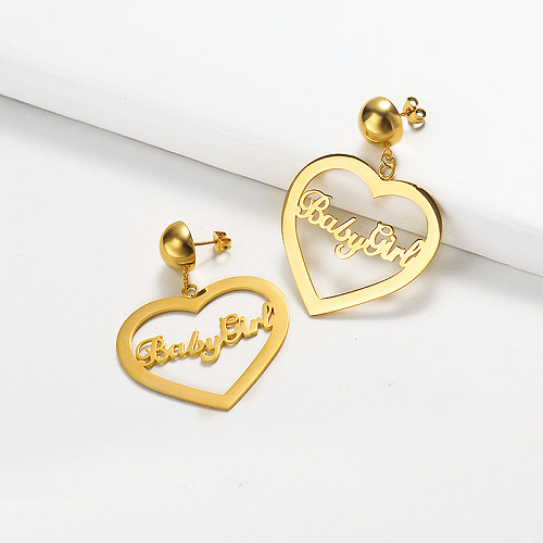 Heart Babygirl Golden Earrings -SSEGG143-18256-G