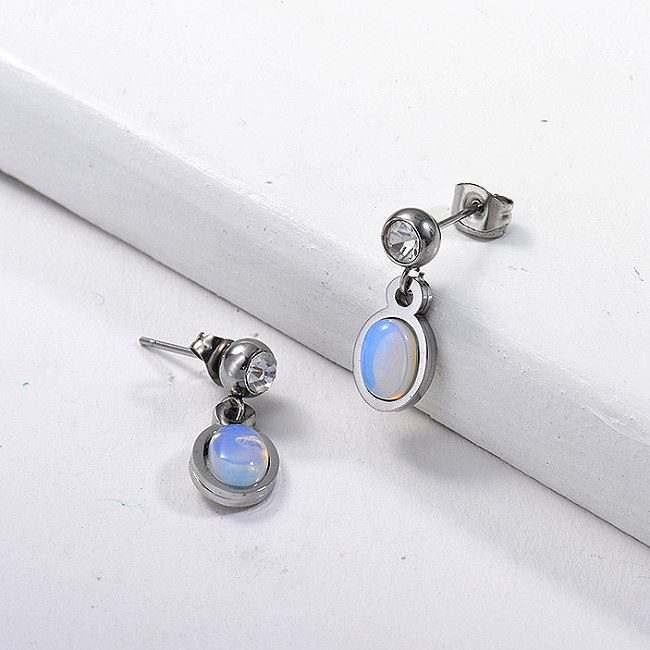 Gemstone Earrings in Stainless Steel -SSEGG143-15319-S