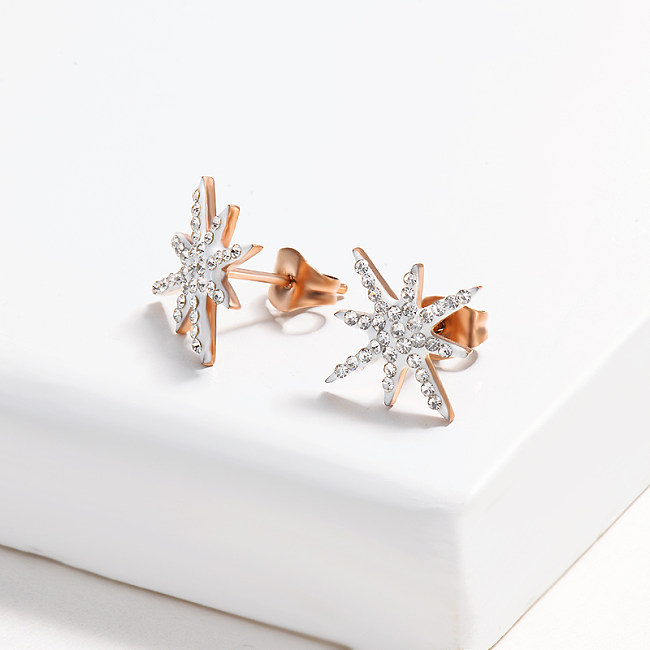 Star Crystal Paved Stud Earrings -SSEGG143-14841-R