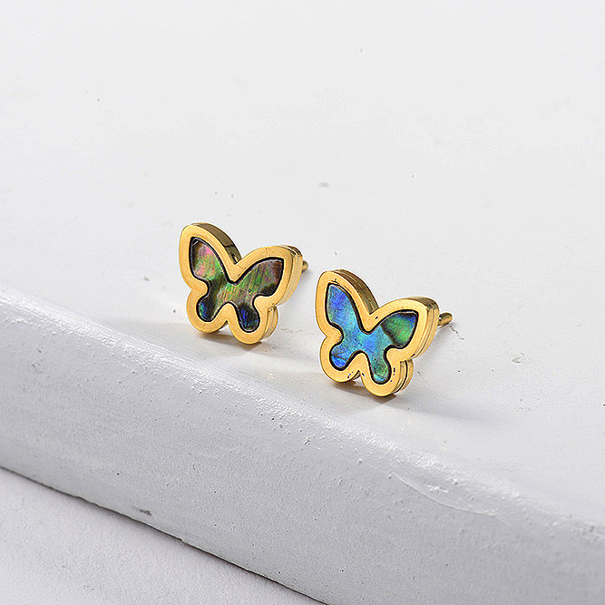 Butterfly Shell Monther of Stud Earrings -SSEGG143-8758