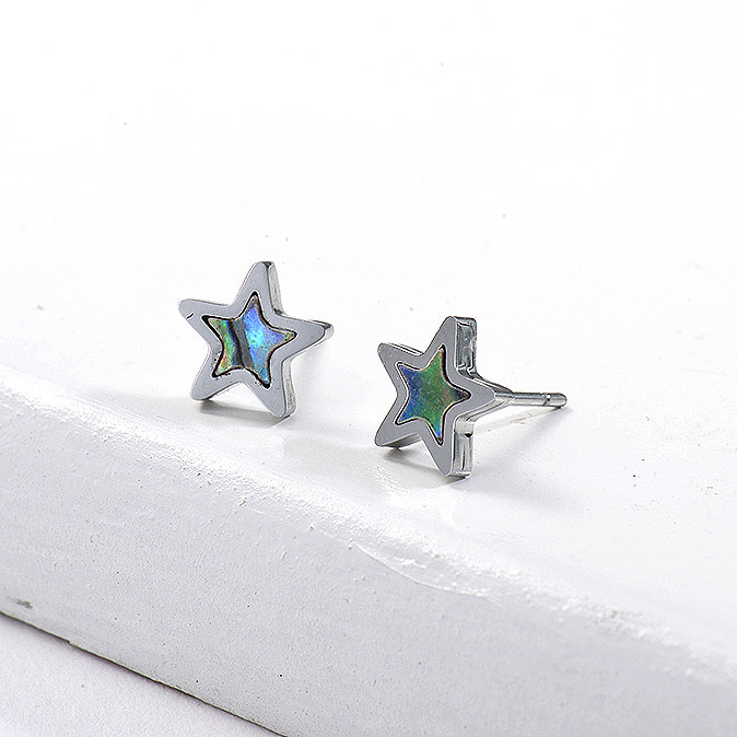Star Mother of Pearl Stud Earrings -SSEGG143-8741