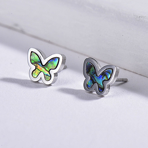 Butterfly Shell Monther of Stud Earrings -SSEGG143-8742