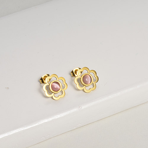 Gemstone Earrings in Stainless Steel -SSEGG143-15979-G