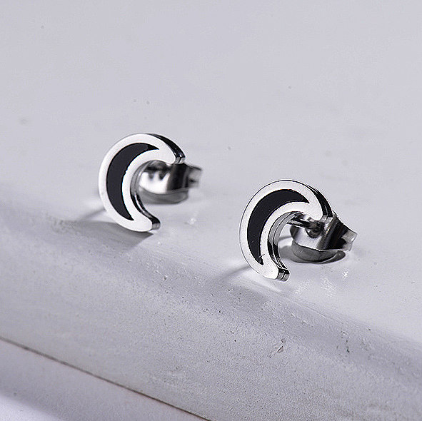 Moon Black Onyx Ohrstecker -SSEGG143-8736