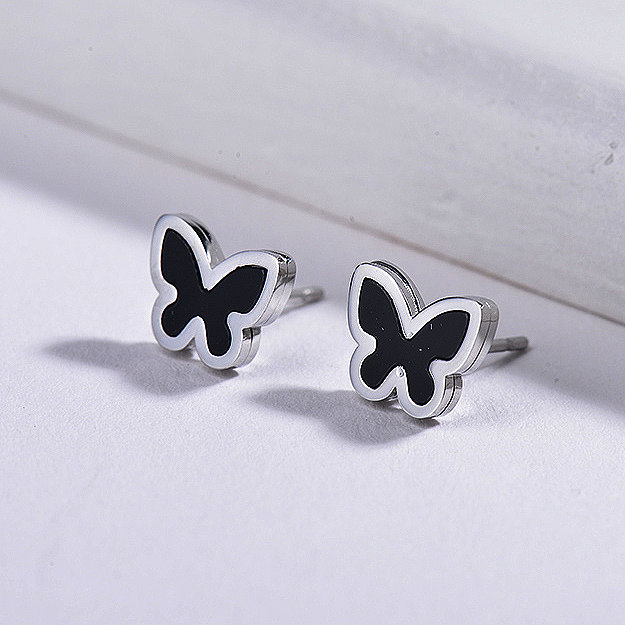 Butterfly Black Onyx Stud Earrings -SSEGG143-8733