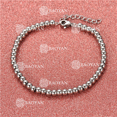 Pulsera con Bolitas Plateado Acero Inoxidable Para Mujer -SSBTG95-6327