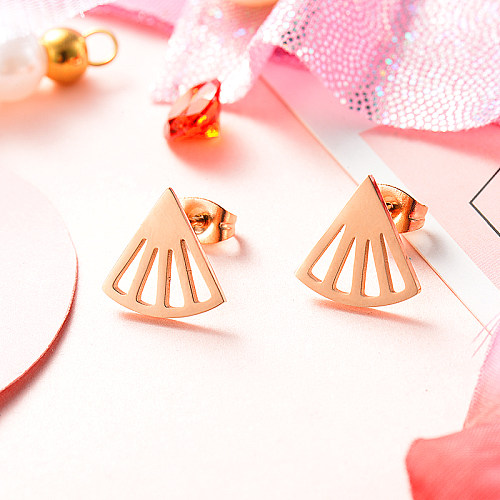 Pendientes de botón de concha de acero inoxidable con diseño Siemple de joyería chapada en oro rosa