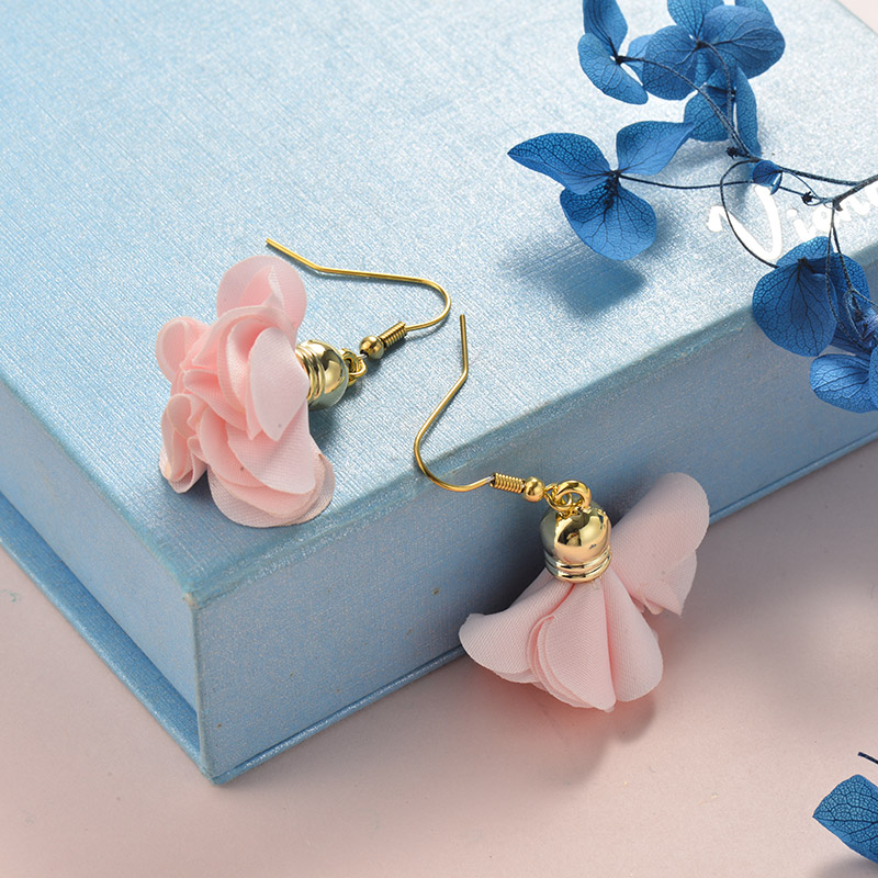 مجوهرات من الفولاذ المقاوم للصدأ أقراط بتصميم زهرة وردة وردية - Jewenoir