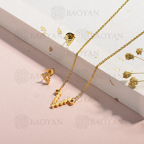 Conjuntos de joias com colar banhado a ouro com letras iniciais