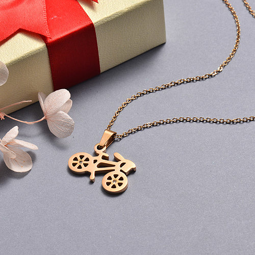 Bicycle pendant gold necklace