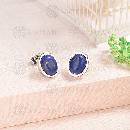 Silver Plated Stainless Steel Jewelry  Personality Sapphire Earrings
