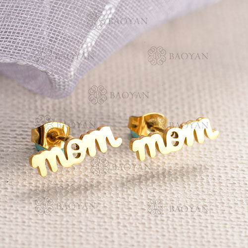 Gold Plated Jewelry personality Design Stainless Steel Cute style Mom Earrings