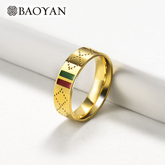 الجملة أزياء الفولاذ المقاوم للصدأ العلامة التجارية الشهيرة خاتم الزواج مطلية بالذهب