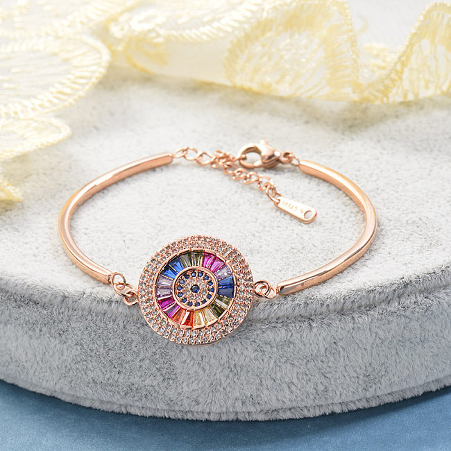Bracelet simple à pendentif grappe zircon plaqué or rose