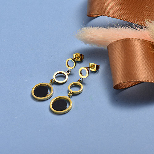 Pendientes de gota de acero inoxidable de moda de diseño de joyería chapada en oro