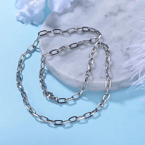 collar de cadena de plata Simple y elegante para mujeres para hombres