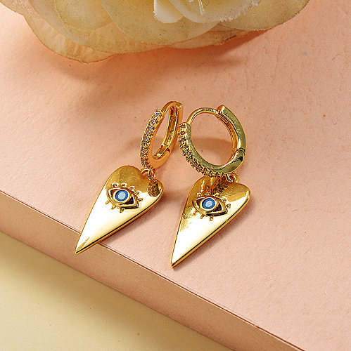 Gold Plated Jewelry Handmade Design Stainless Steel  Evil Eyes Huggie Earrings