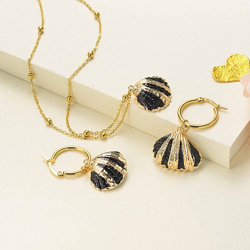 Mode Großhandel vergoldete Shell Halskette Ohrringe Sets