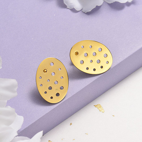 Pendientes de botón de acero inoxidable con diseño de personalidad de joyería chapada en oro