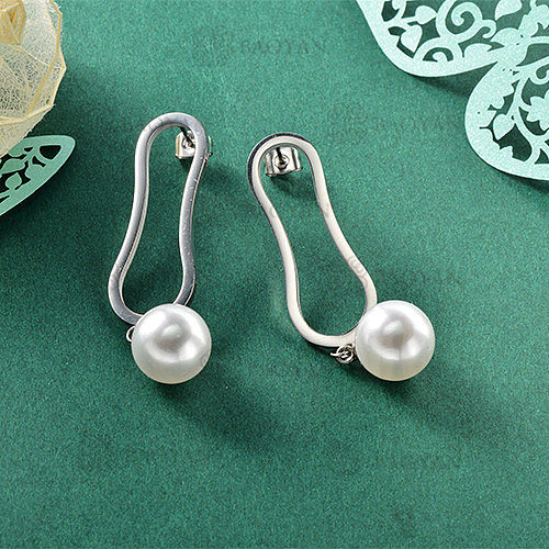 Silver Stainless Steel Jewelry Simple Style Diamond Dangle Earrings
