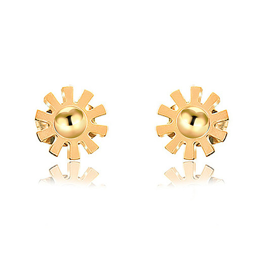 Pendientes de botón de acero inoxidable con diseño de personalidad de joyería chapada en oro