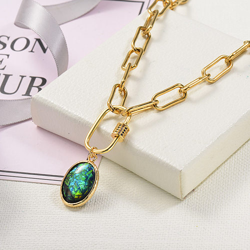 Fashion big emerald gold necklace