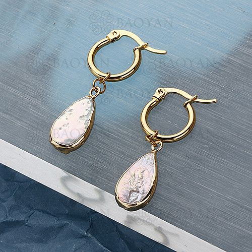 Boucles d'oreilles pendantes de perles baroques de mode de conception de bijoux plaqués or