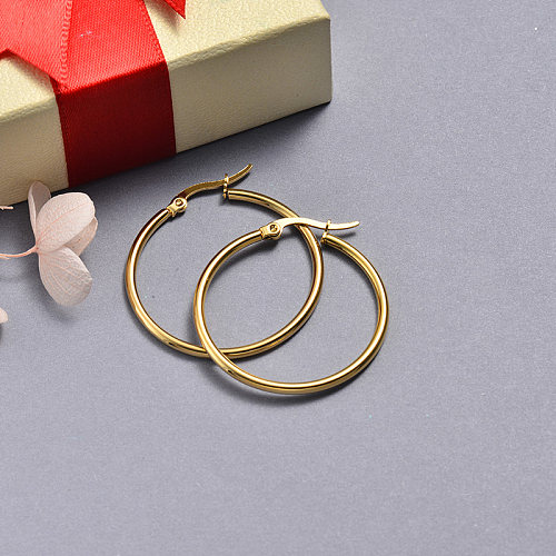 Gold Plated Jewelry Design Fashion Stainless Steel Hoop Earrings 34*33MM