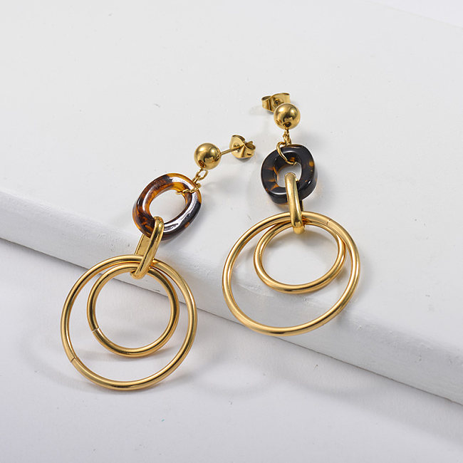 Diseño de joyas chapadas en oro Pendientes de acero inoxidable de moda Estilo francés