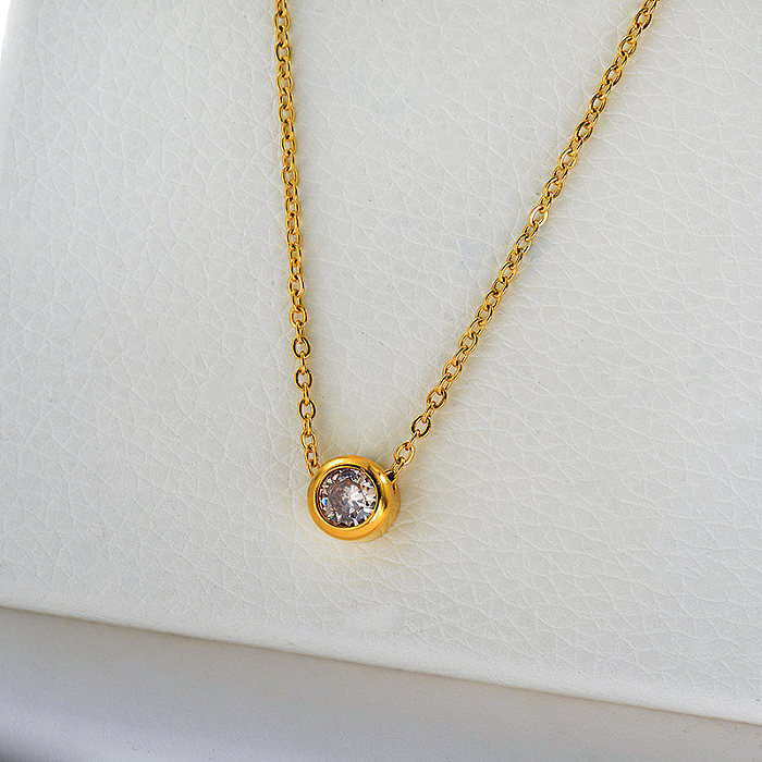 Simple Gold Plating Jewelry Zircon Charm Necklace For Women