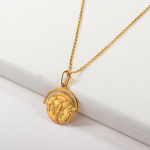 Gold Religious Saint Charm Necklace Jewelry Gift For Women