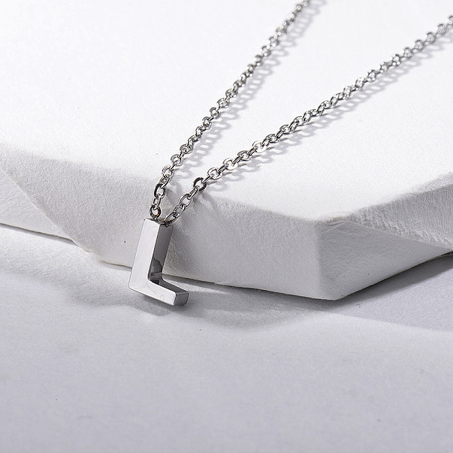 Simple Silver Letter L Charm Necklace For Women