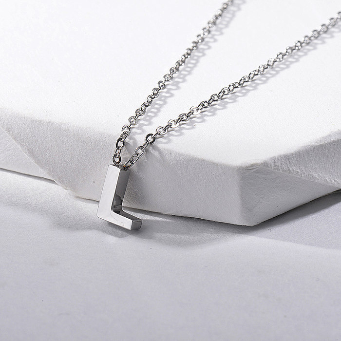 Einfache Silber Buchstabe L Charm Halskette für Frauen