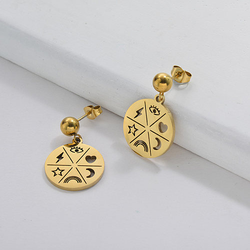 Gold Plating Cute Style Disc Earring