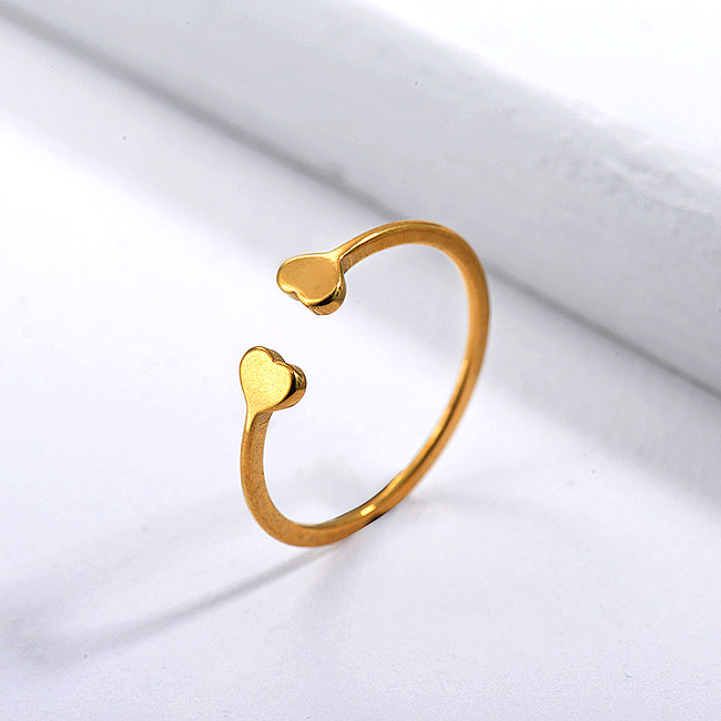 Stainless Steel Famous Brand Gold Heart  Bridal Ring