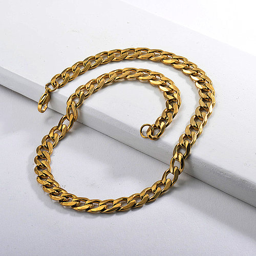 Gold Chunky Cuban Link Chain Statement Halskette