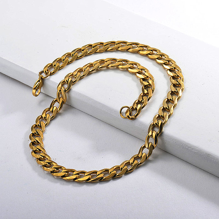Collar llamativo de cadena de eslabones cubanos gruesos de oro