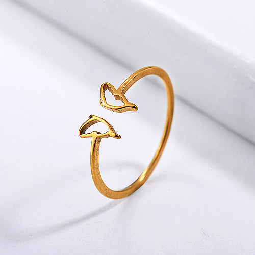 Stainless Steel Famous Brand   Gold Plated Simple Couple Ring