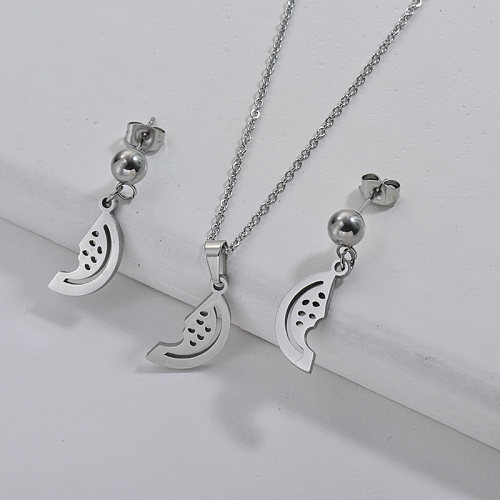 Wholesale Stainless Steel Silver Necklace Earrings Jewelry Set