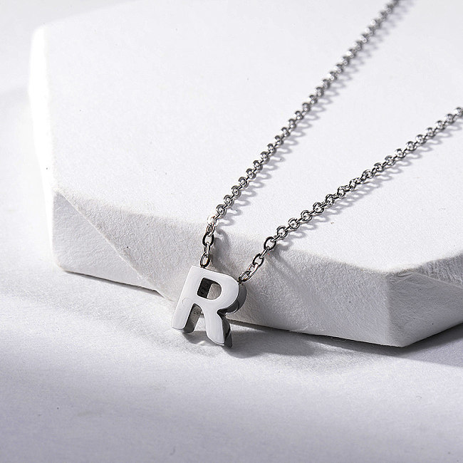 Fashion Silver Alphabet R Initial Necklace For Women