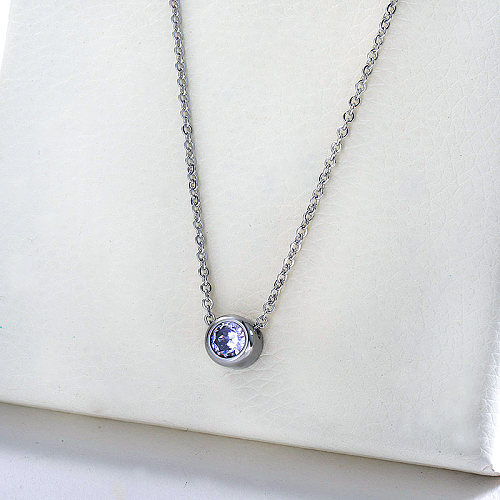 Simple Clear Zirconia Charm Necklace For Women