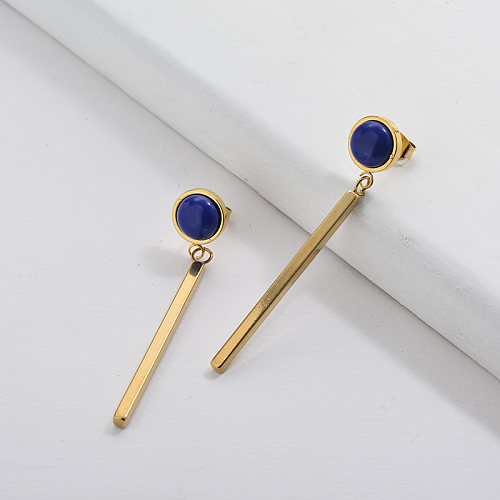 Gold Drop Earring with Sapphire French Style