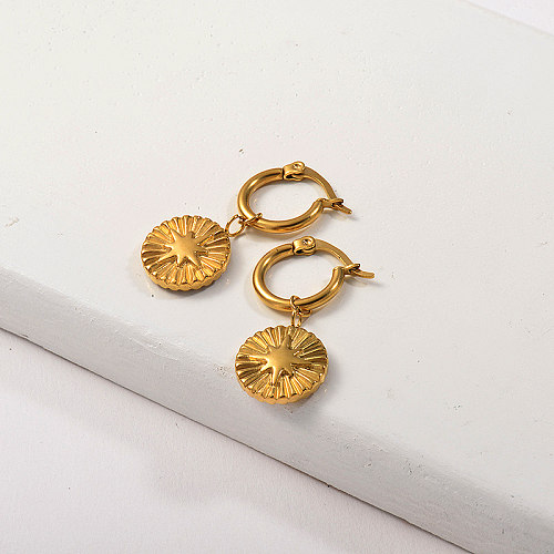 Gold Plated Jewelry  Stainless Steel Gold Star Earrings