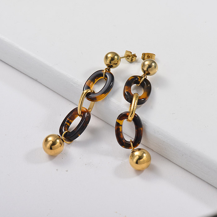 Gold Plating Dangle Earrings with Double Leopard Hoop