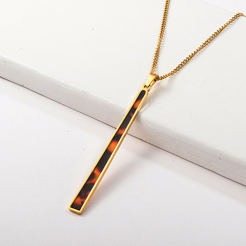 Gold Plated Leopard Geometry Long Pendant Necklace