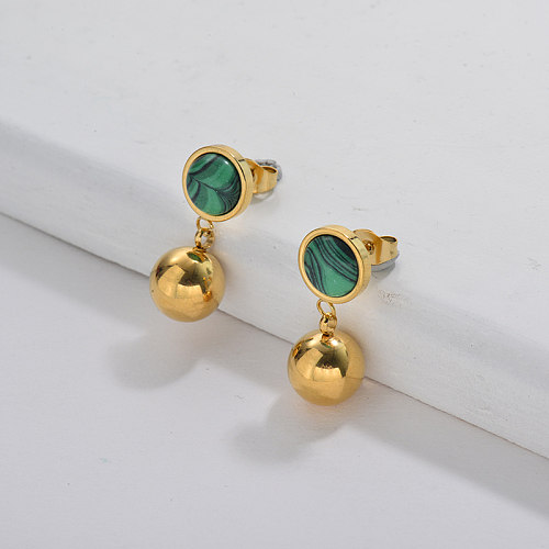 Gold Plating Turquoise Dangle Earrings Frech Fasion
