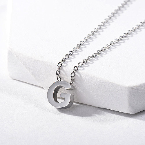 Colgante de plata con letra G con inicial, joyería para niña