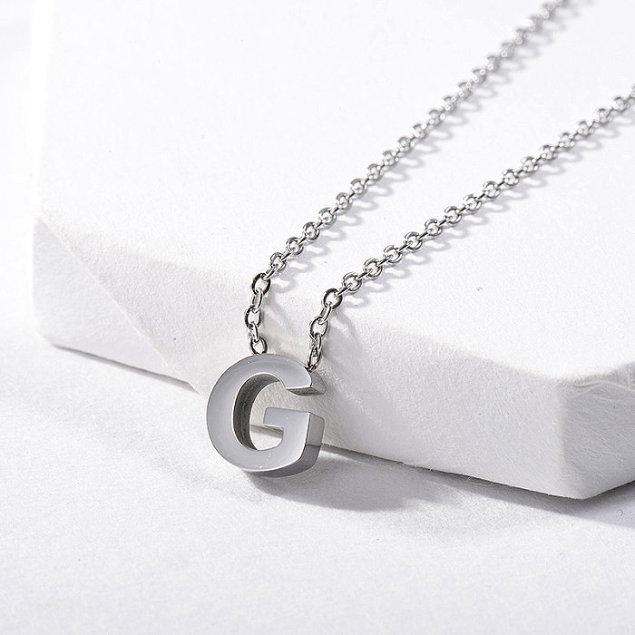 Silver Alphabet G Charm Initial Necklace Girl Jewelry