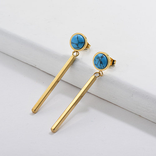 Gold Plating Turquoise Dangle Earrings Eyse Fasion