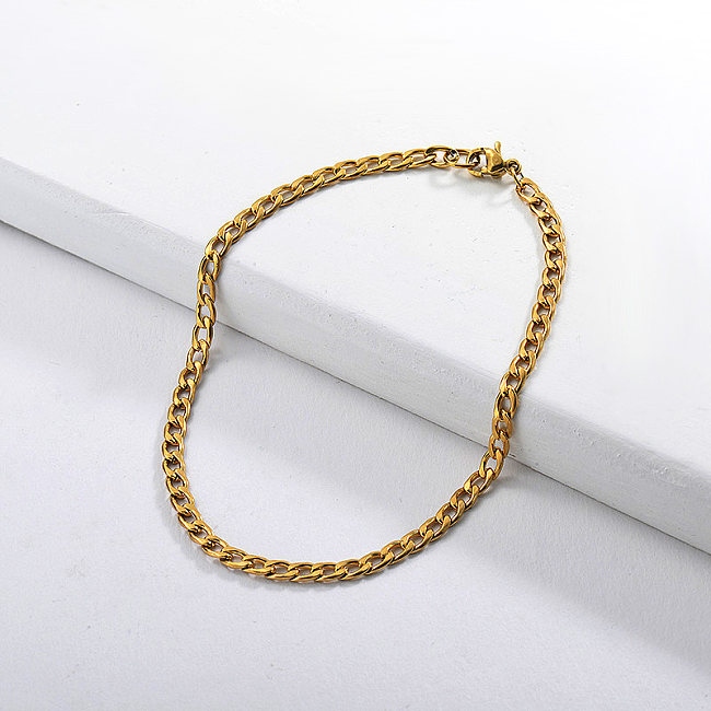Bracelet en acier inoxydable doré de style chaîne à maillons